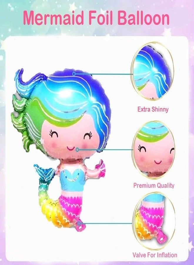 AMFIN (Pack of 5) Mermaid Theme Foil Balloons, Birthday Decoration Items - Multi - Image 4